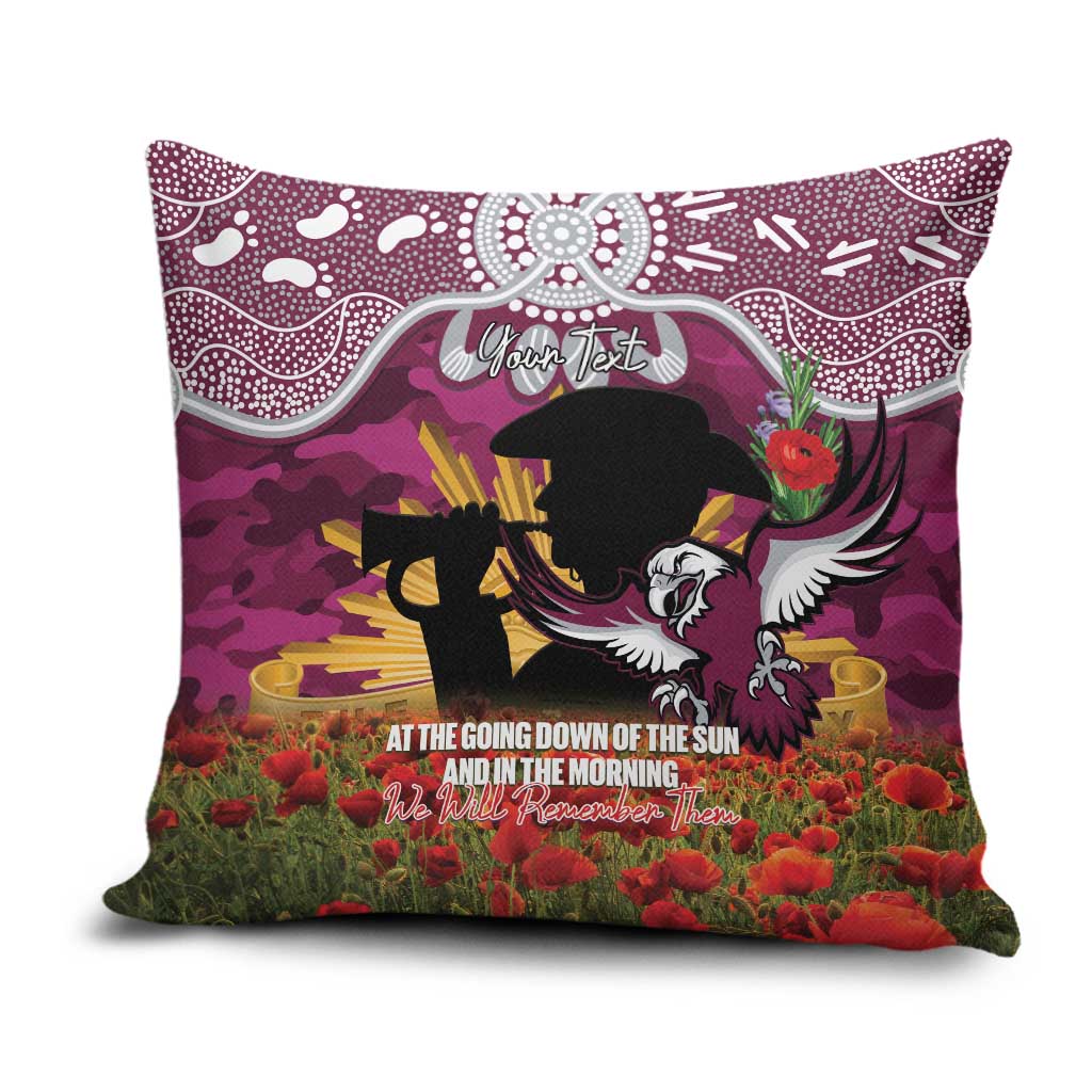 Personalised Sea Eagles Rugby ANZAC Day Pillow Cover Last Post Poppy We Will Remember Them