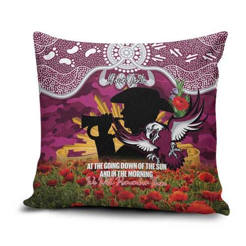 Personalised Sea Eagles Rugby ANZAC Day Pillow Cover Last Post Poppy We Will Remember Them