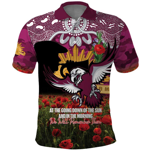 Personalised Sea Eagles Rugby ANZAC Day Polo Shirt Last Post Poppy We Will Remember Them