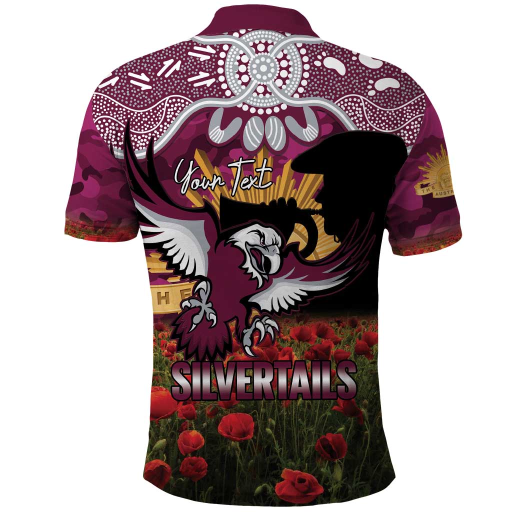 Personalised Sea Eagles Rugby ANZAC Day Polo Shirt Last Post Poppy We Will Remember Them
