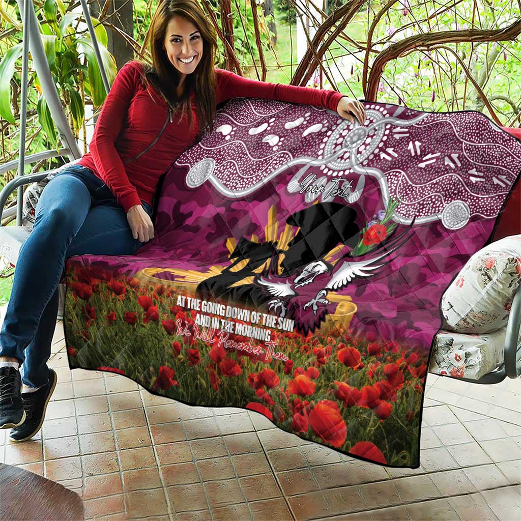 Personalised Sea Eagles Rugby ANZAC Day Quilt Last Post Poppy We Will Remember Them