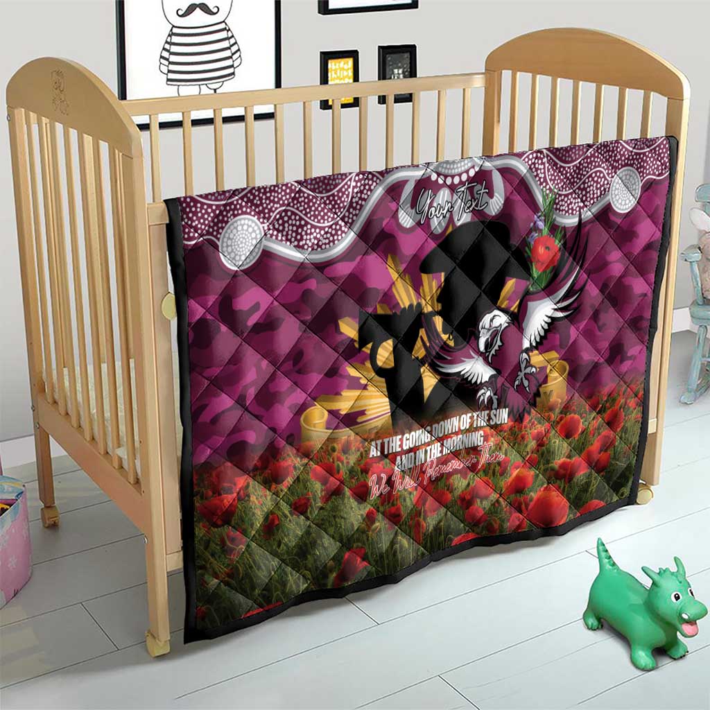 Personalised Sea Eagles Rugby ANZAC Day Quilt Last Post Poppy We Will Remember Them
