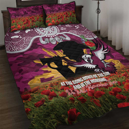 Personalised Sea Eagles Rugby ANZAC Day Quilt Bed Set Last Post Poppy We Will Remember Them