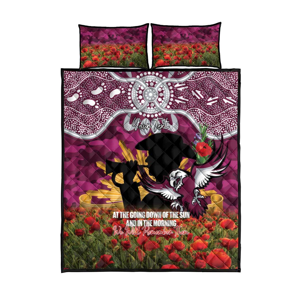 Personalised Sea Eagles Rugby ANZAC Day Quilt Bed Set Last Post Poppy We Will Remember Them