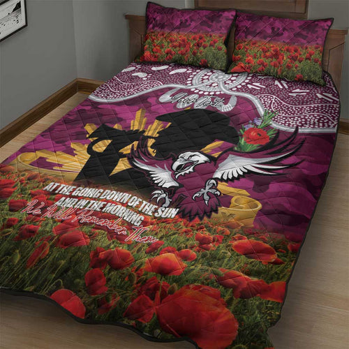 Personalised Sea Eagles Rugby ANZAC Day Quilt Bed Set Last Post Poppy We Will Remember Them