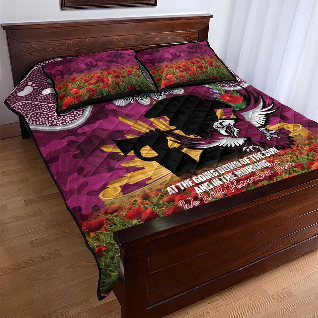 Personalised Sea Eagles Rugby ANZAC Day Quilt Bed Set Last Post Poppy We Will Remember Them