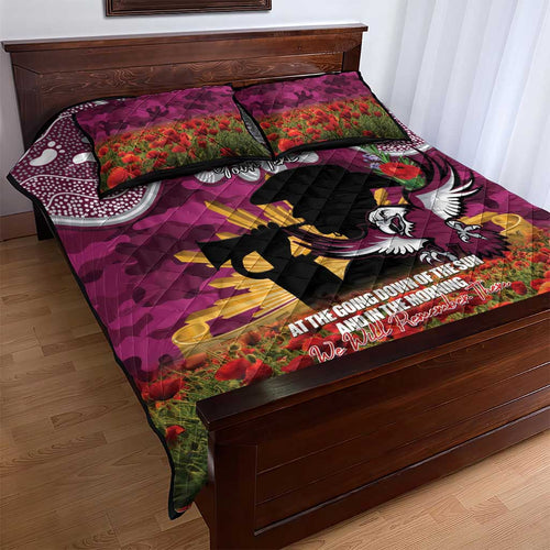 Personalised Sea Eagles Rugby ANZAC Day Quilt Bed Set Last Post Poppy We Will Remember Them