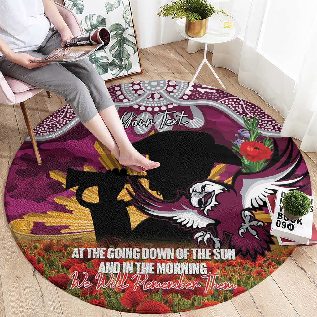 Personalised Sea Eagles Rugby ANZAC Day Round Carpet Last Post Poppy We Will Remember Them