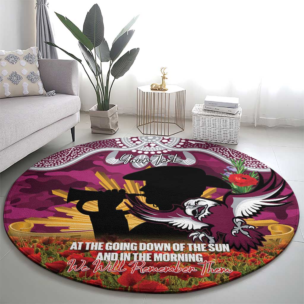 Personalised Sea Eagles Rugby ANZAC Day Round Carpet Last Post Poppy We Will Remember Them