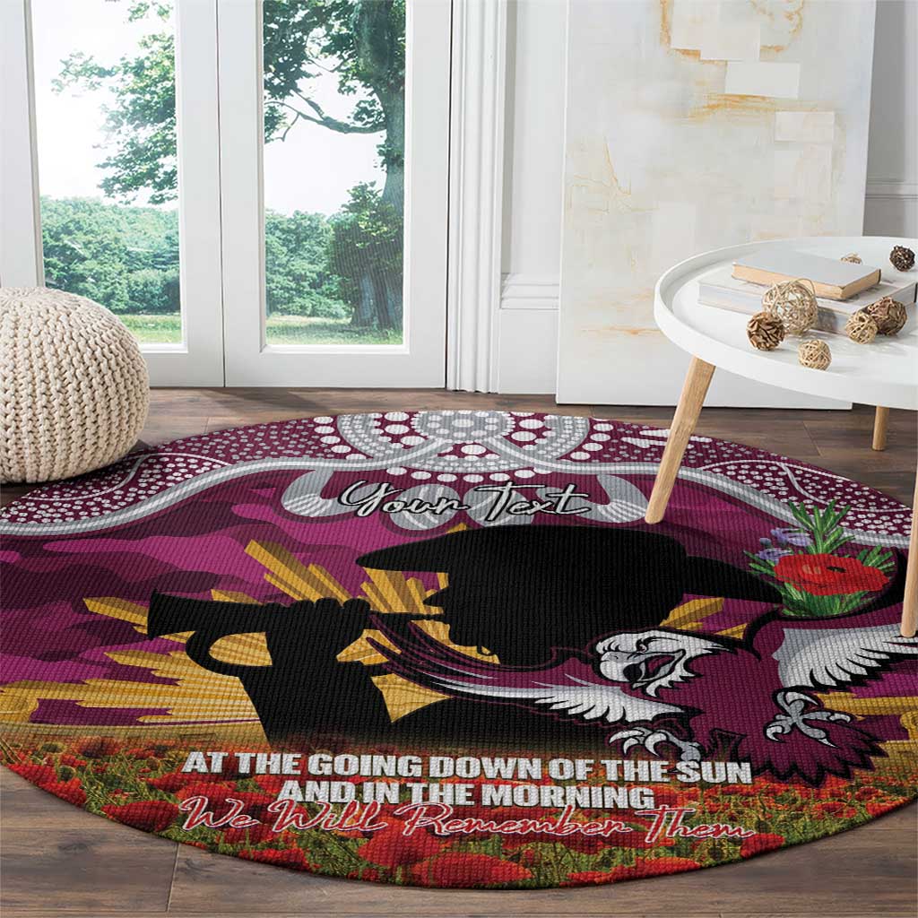 Personalised Sea Eagles Rugby ANZAC Day Round Carpet Last Post Poppy We Will Remember Them