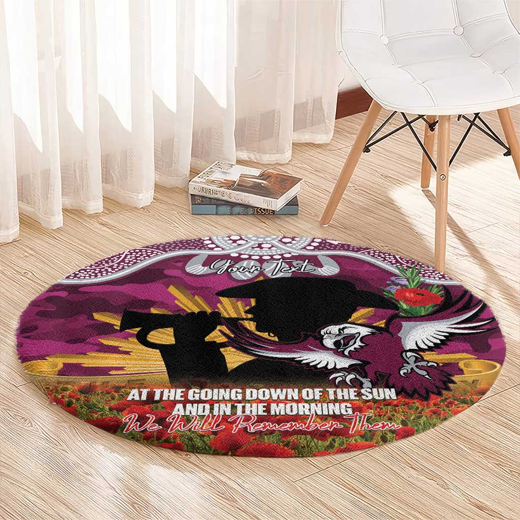 Personalised Sea Eagles Rugby ANZAC Day Round Carpet Last Post Poppy We Will Remember Them
