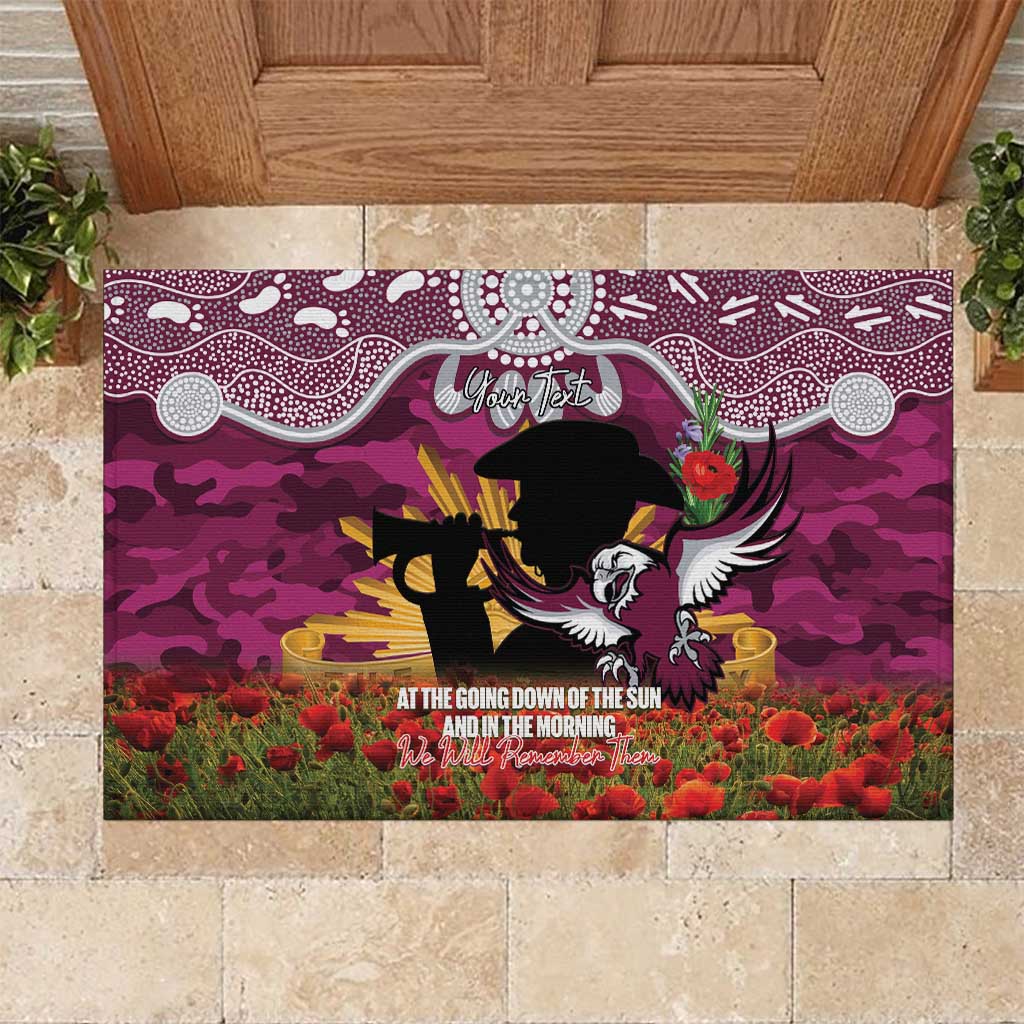 Personalised Sea Eagles Rugby ANZAC Day Rubber Doormat Last Post Poppy We Will Remember Them