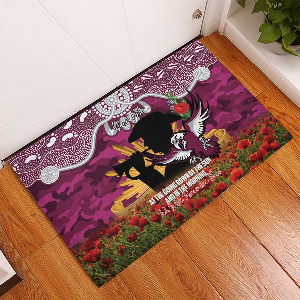 Personalised Sea Eagles Rugby ANZAC Day Rubber Doormat Last Post Poppy We Will Remember Them