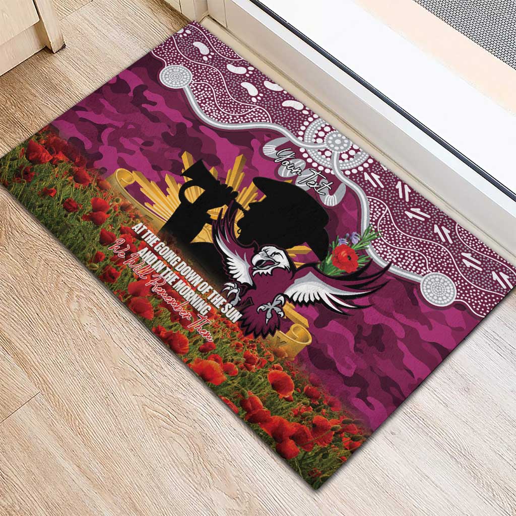 Personalised Sea Eagles Rugby ANZAC Day Rubber Doormat Last Post Poppy We Will Remember Them