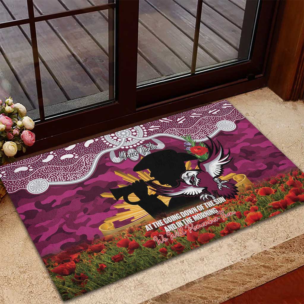 Personalised Sea Eagles Rugby ANZAC Day Rubber Doormat Last Post Poppy We Will Remember Them