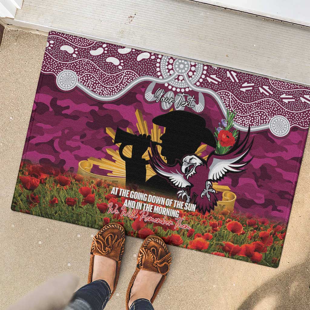Personalised Sea Eagles Rugby ANZAC Day Rubber Doormat Last Post Poppy We Will Remember Them