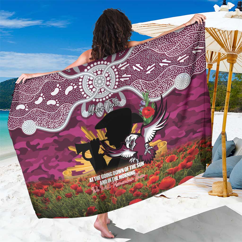 Personalised Sea Eagles Rugby ANZAC Day Sarong Last Post Poppy We Will Remember Them