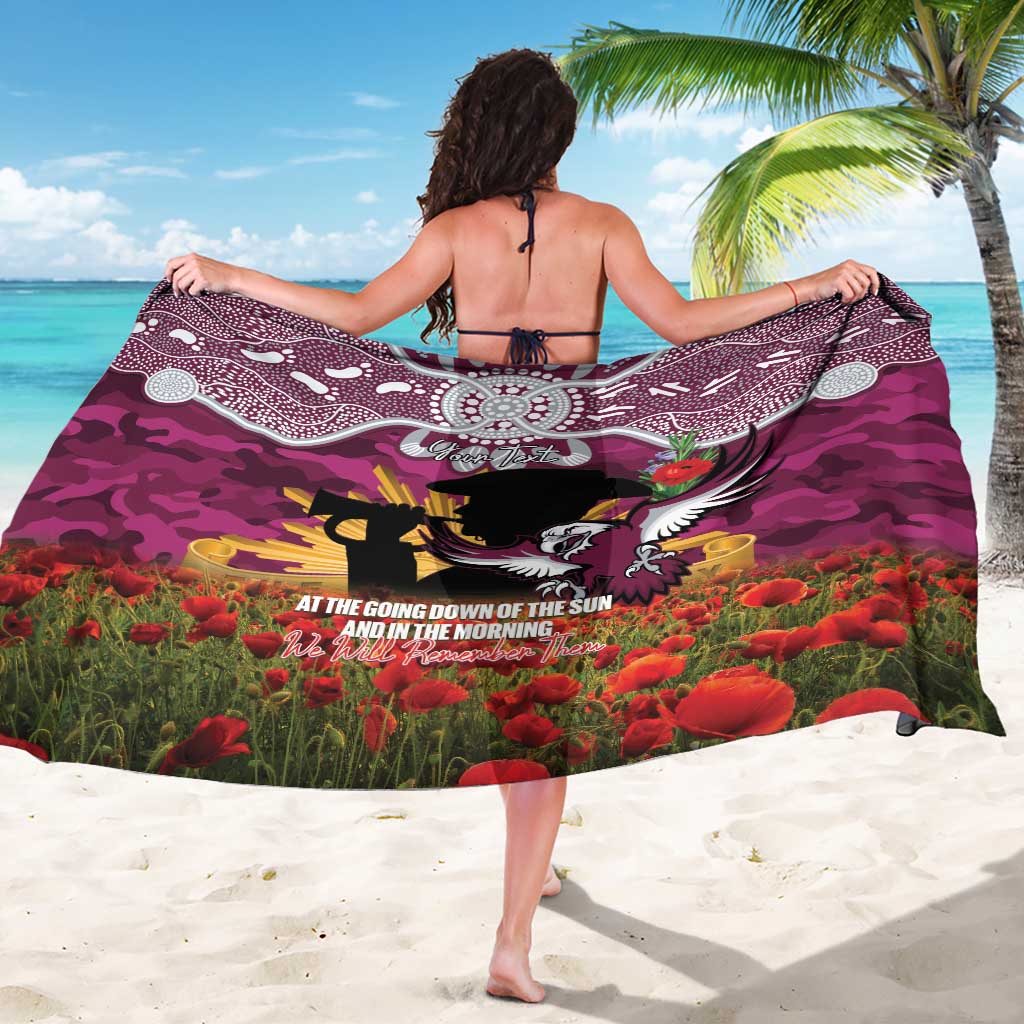 Personalised Sea Eagles Rugby ANZAC Day Sarong Last Post Poppy We Will Remember Them