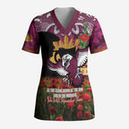 Personalised Sea Eagles Rugby ANZAC Day Scrub Top Last Post Poppy We Will Remember Them