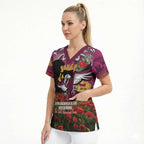 Personalised Sea Eagles Rugby ANZAC Day Scrub Top Last Post Poppy We Will Remember Them