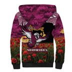 Personalised Sea Eagles Rugby ANZAC Day Sherpa Hoodie Last Post Poppy We Will Remember Them