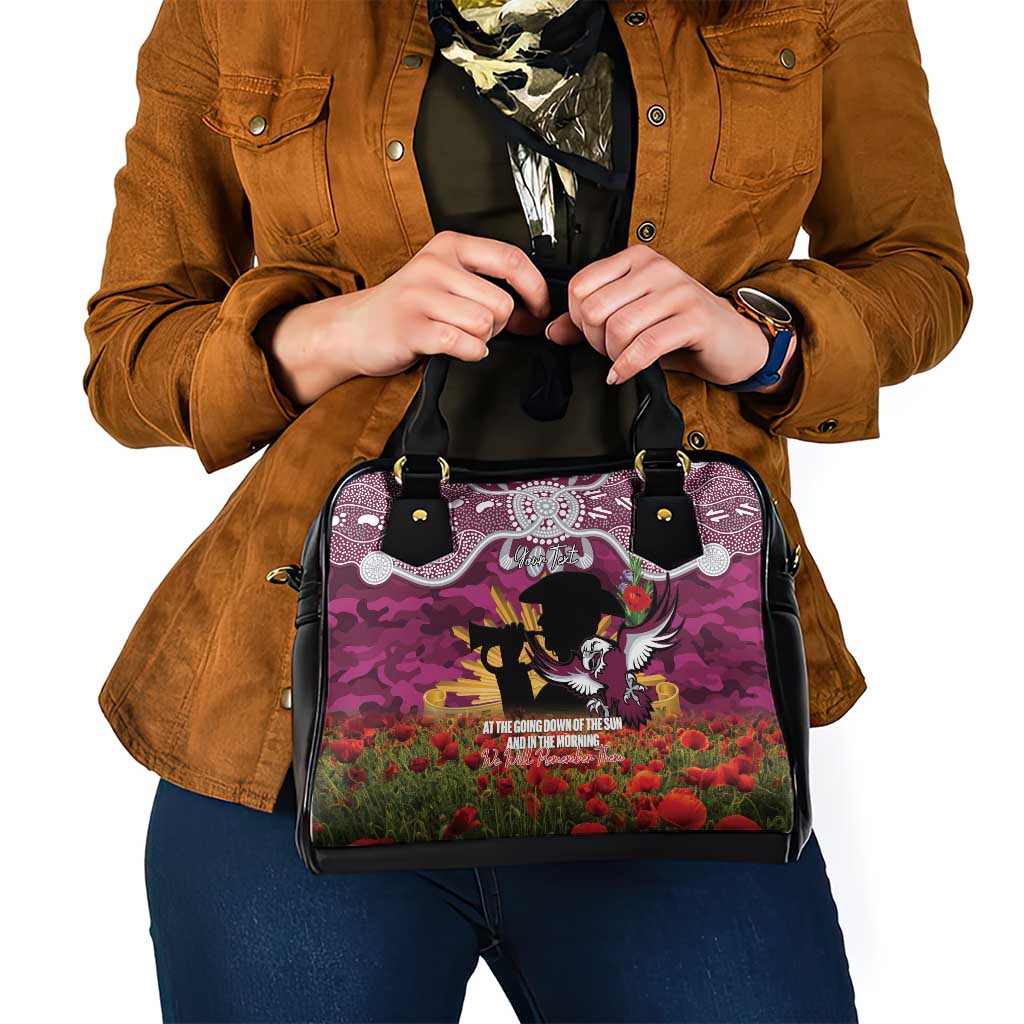 Personalised Sea Eagles Rugby ANZAC Day Shoulder Handbag Last Post Poppy We Will Remember Them