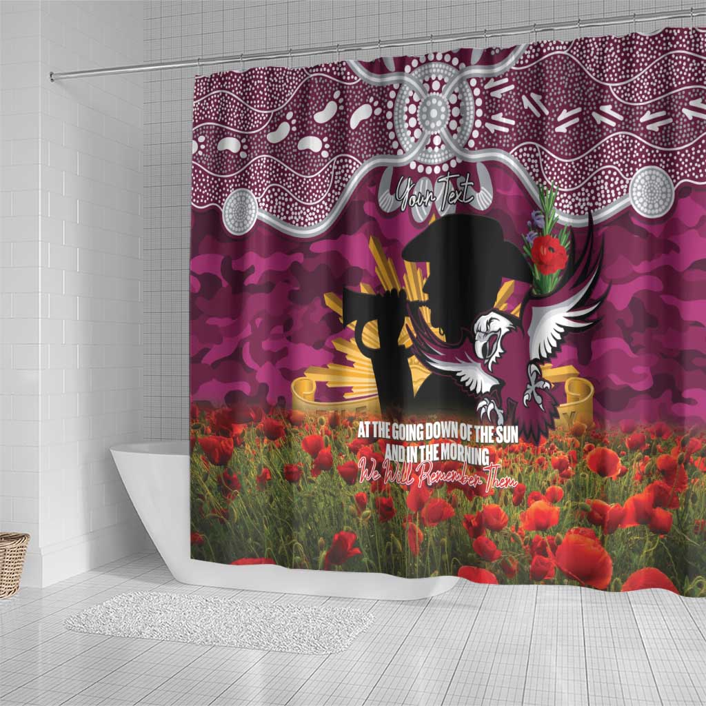 Personalised Sea Eagles Rugby ANZAC Day Shower Curtain Last Post Poppy We Will Remember Them