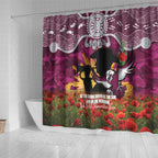 Personalised Sea Eagles Rugby ANZAC Day Shower Curtain Last Post Poppy We Will Remember Them