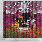 Personalised Sea Eagles Rugby ANZAC Day Shower Curtain Last Post Poppy We Will Remember Them