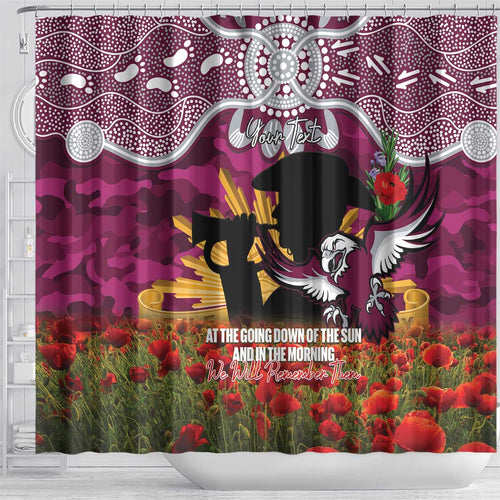 Personalised Sea Eagles Rugby ANZAC Day Shower Curtain Last Post Poppy We Will Remember Them