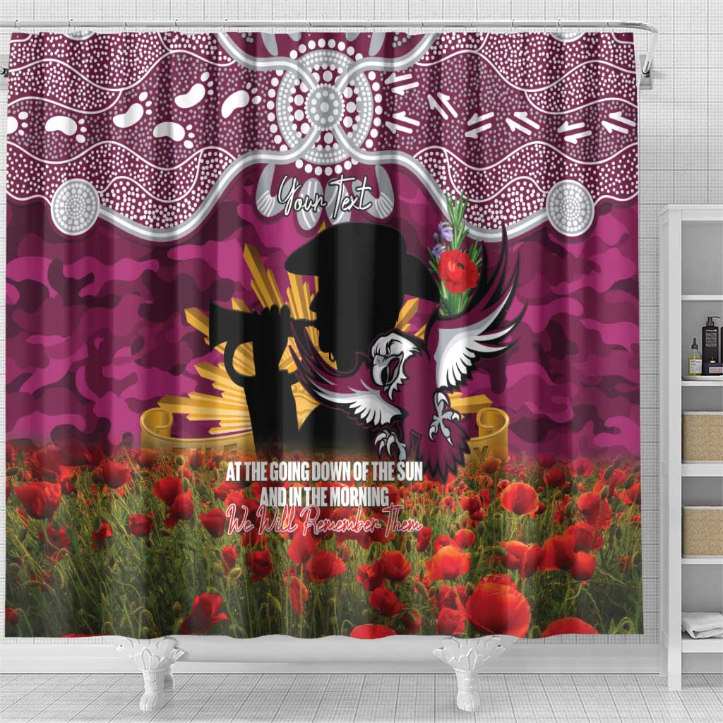 Personalised Sea Eagles Rugby ANZAC Day Shower Curtain Last Post Poppy We Will Remember Them