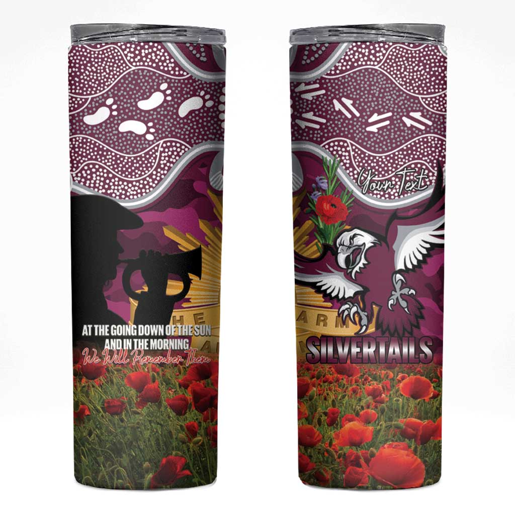 Personalised Sea Eagles Rugby ANZAC Day Skinny Tumbler Last Post Poppy We Will Remember Them