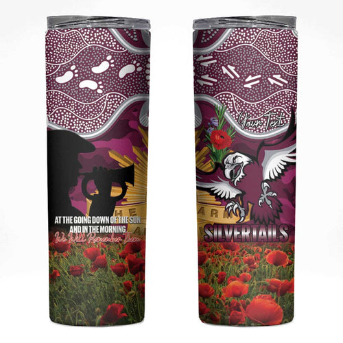 Personalised Sea Eagles Rugby ANZAC Day Skinny Tumbler Last Post Poppy We Will Remember Them