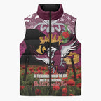 Personalised Sea Eagles Rugby ANZAC Day Sleeveless Puffer Jacket Last Post Poppy We Will Remember Them