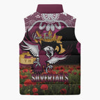 Personalised Sea Eagles Rugby ANZAC Day Sleeveless Puffer Jacket Last Post Poppy We Will Remember Them