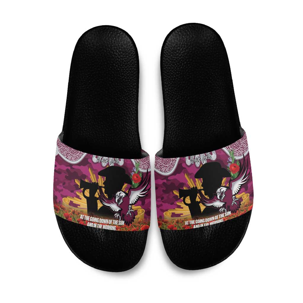 Personalised Sea Eagles Rugby ANZAC Day Slide Sandals Last Post Poppy We Will Remember Them