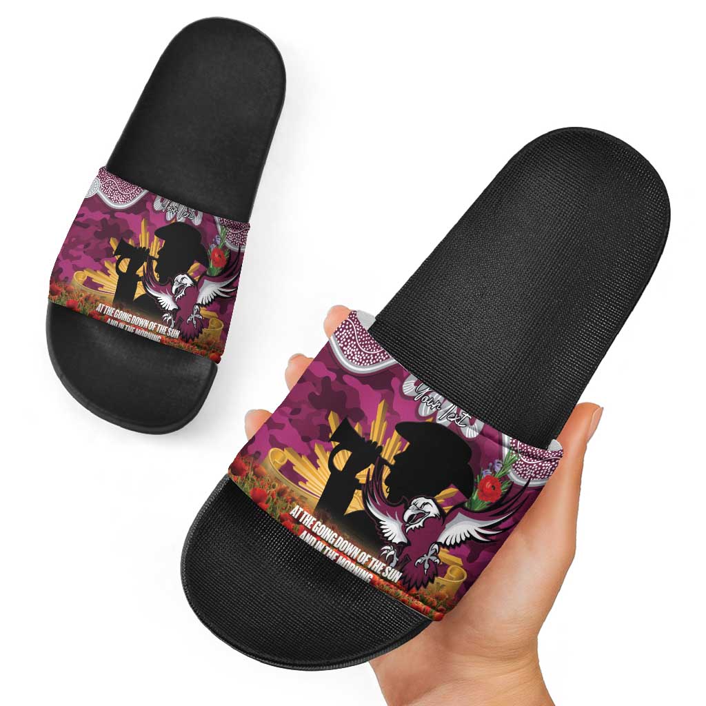 Personalised Sea Eagles Rugby ANZAC Day Slide Sandals Last Post Poppy We Will Remember Them