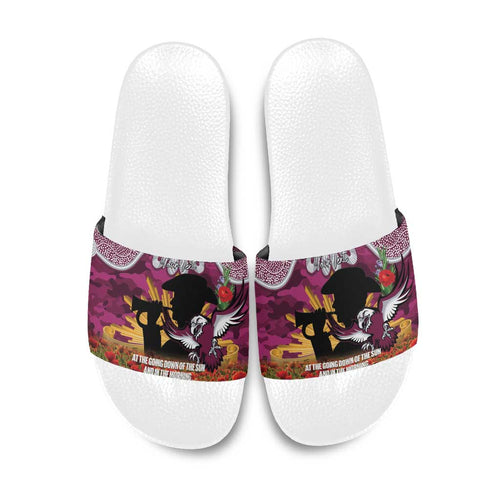 Personalised Sea Eagles Rugby ANZAC Day Slide Sandals Last Post Poppy We Will Remember Them