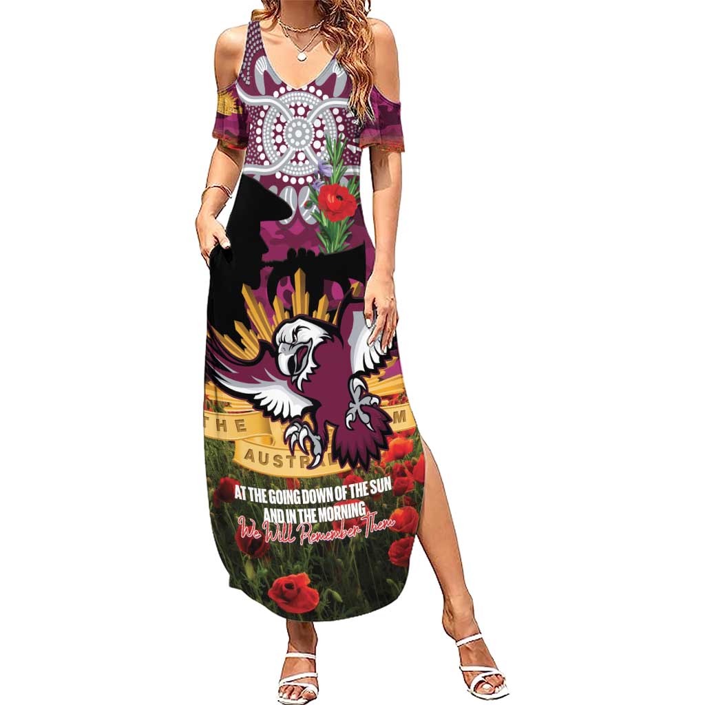 Personalised Sea Eagles Rugby ANZAC Day Summer Maxi Dress Last Post Poppy We Will Remember Them