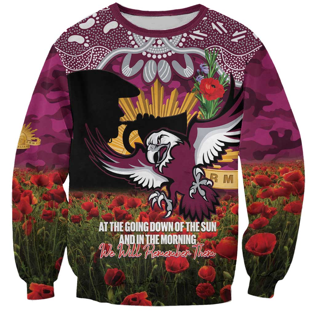 Personalised Sea Eagles Rugby ANZAC Day Sweatshirt Last Post Poppy We Will Remember Them