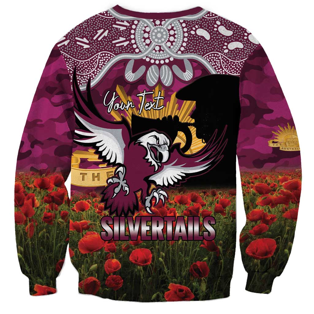 Personalised Sea Eagles Rugby ANZAC Day Sweatshirt Last Post Poppy We Will Remember Them