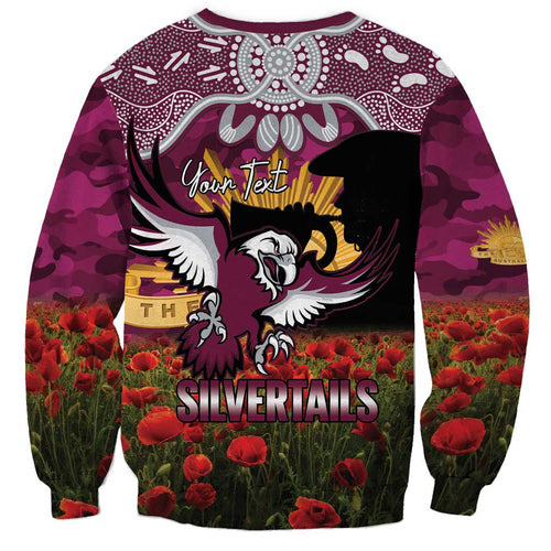 Personalised Sea Eagles Rugby ANZAC Day Sweatshirt Last Post Poppy We Will Remember Them