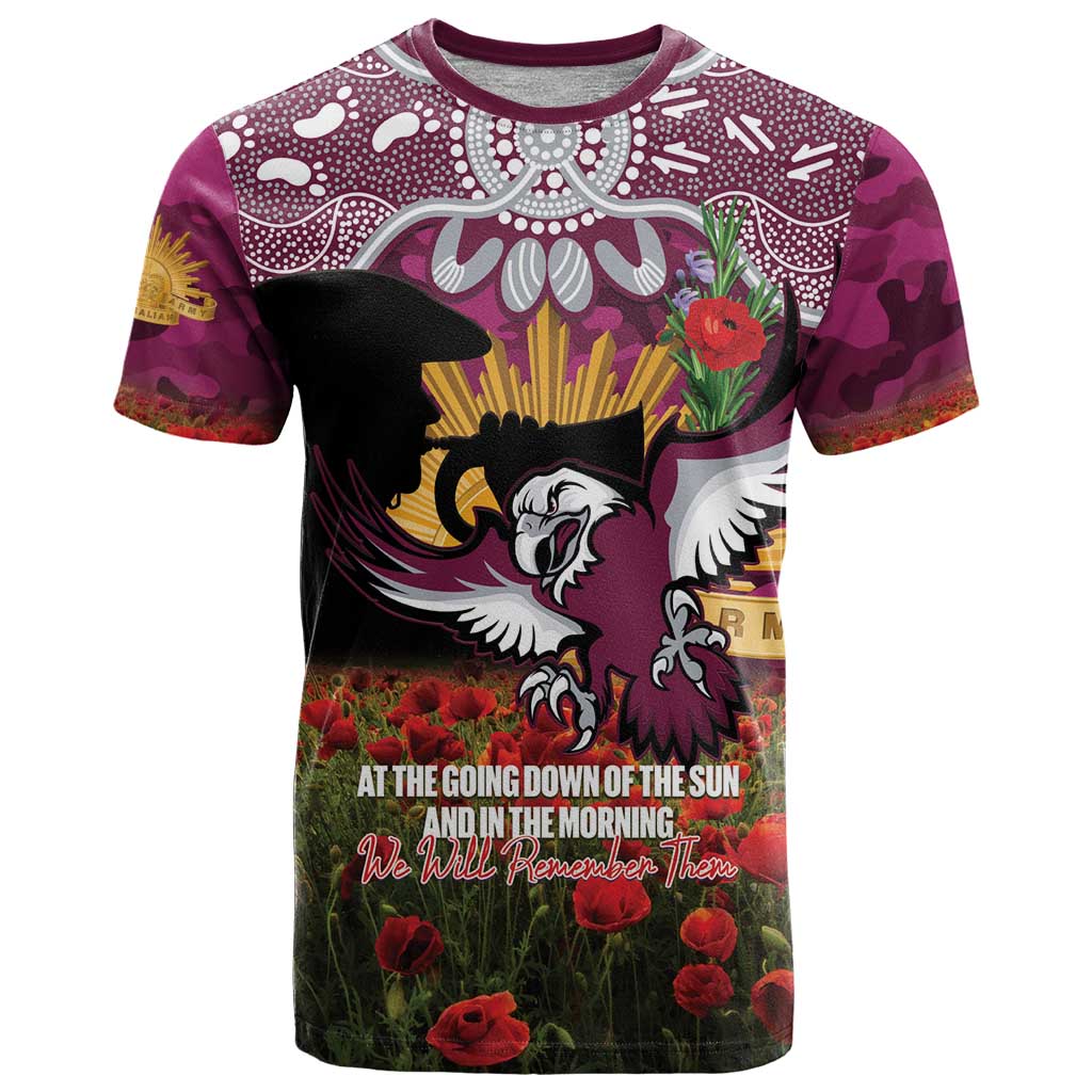 Personalised Sea Eagles Rugby ANZAC Day T Shirt Last Post Poppy We Will Remember Them