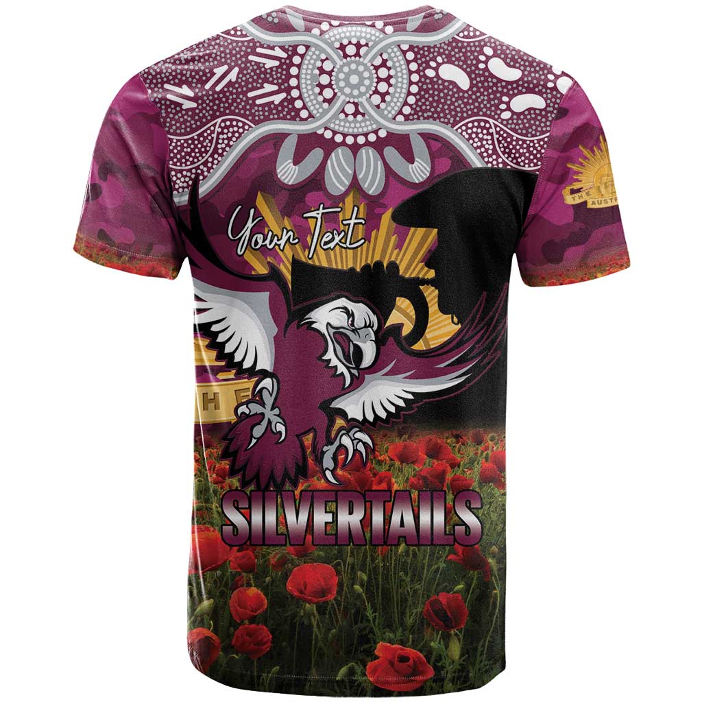 Personalised Sea Eagles Rugby ANZAC Day T Shirt Last Post Poppy We Will Remember Them