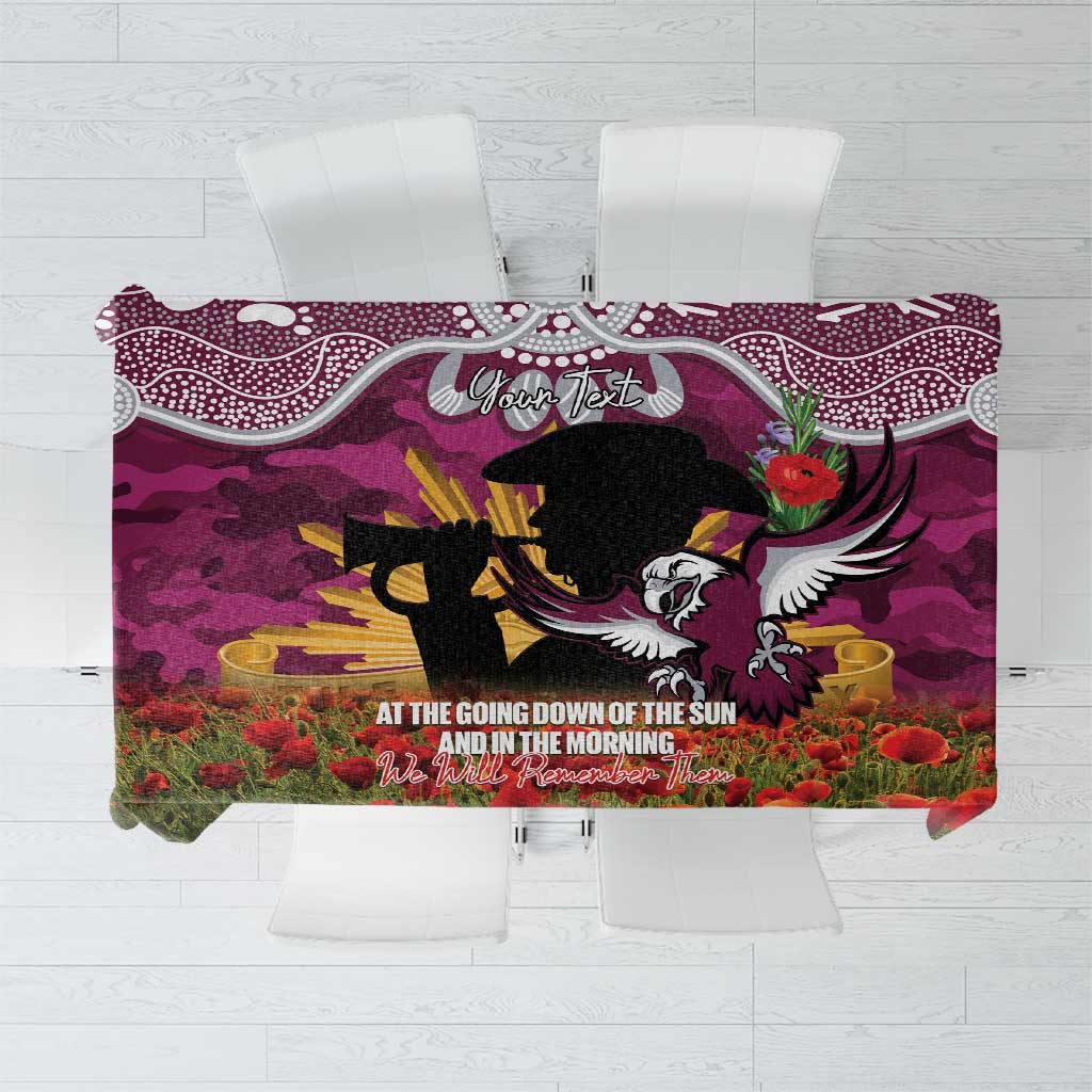 Personalised Sea Eagles Rugby ANZAC Day Tablecloth Last Post Poppy We Will Remember Them