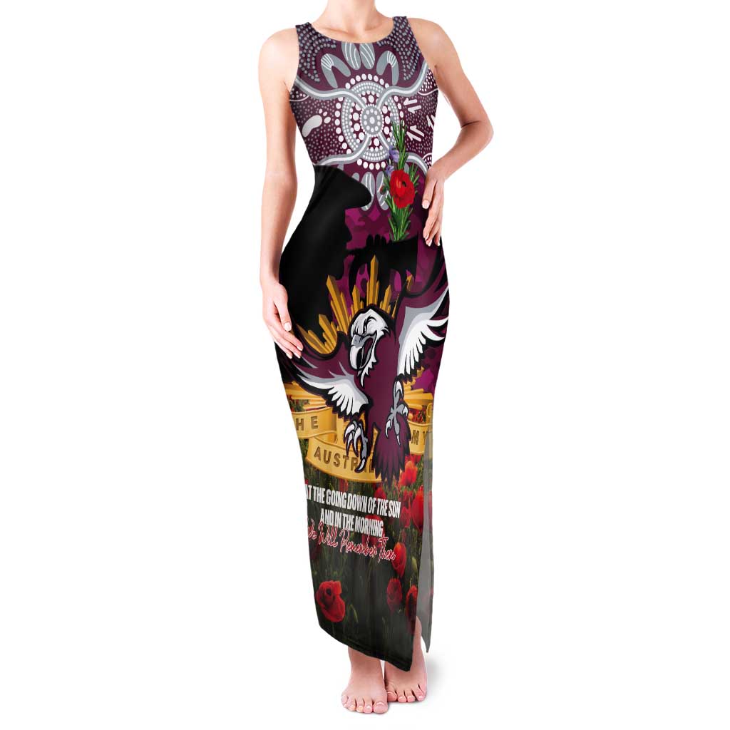 Personalised Sea Eagles Rugby ANZAC Day Tank Maxi Dress Last Post Poppy We Will Remember Them