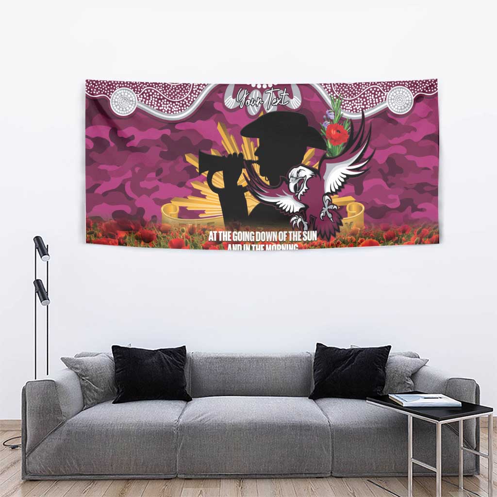 Personalised Sea Eagles Rugby ANZAC Day Tapestry Last Post Poppy We Will Remember Them
