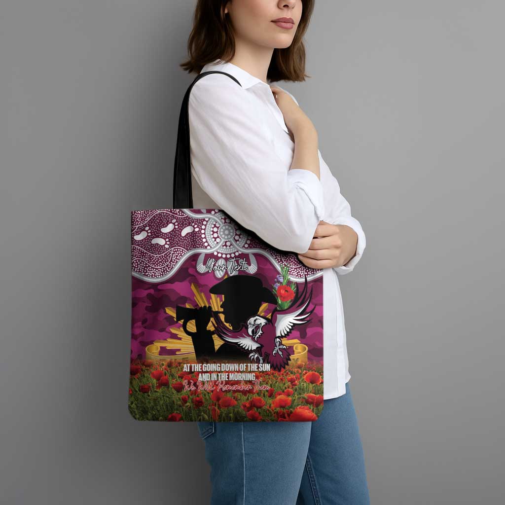 Personalised Sea Eagles Rugby ANZAC Day Tote Bag Last Post Poppy We Will Remember Them