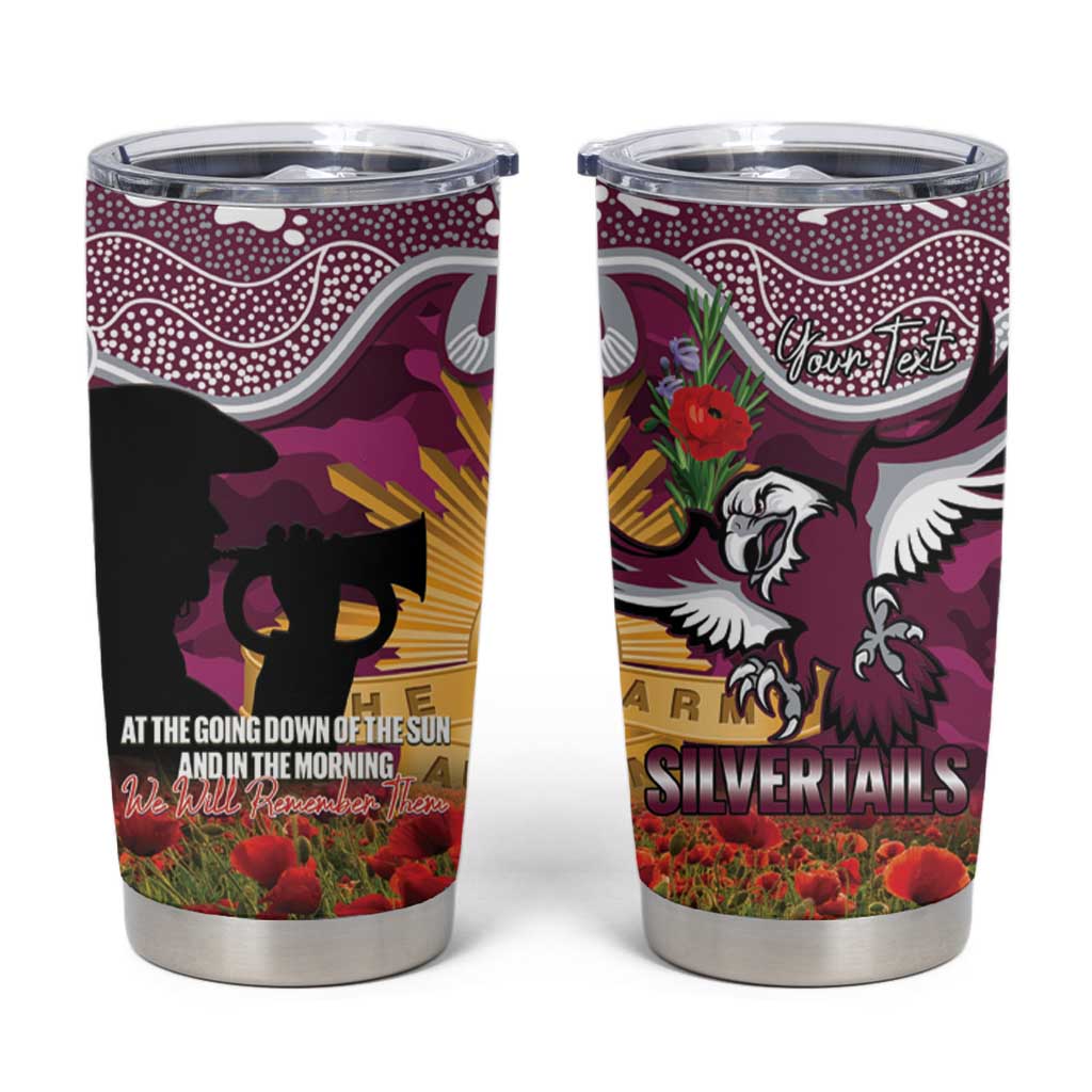 Personalised Sea Eagles Rugby ANZAC Day Tumbler Cup Last Post Poppy We Will Remember Them