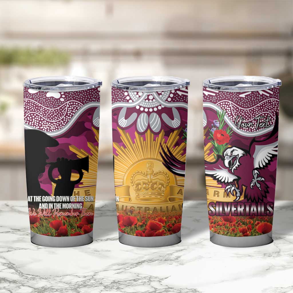Personalised Sea Eagles Rugby ANZAC Day Tumbler Cup Last Post Poppy We Will Remember Them